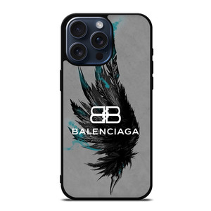BALENCIAGA LOGO BLACK WING iPhone 15 Pro Max Case Cover