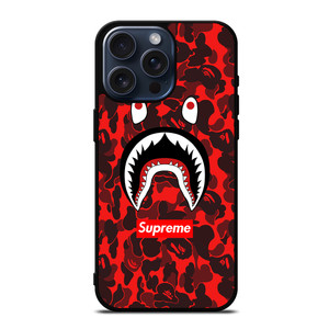 BAPE SHARK SUPREME CAMO RED iPhone 15 Pro Max Case Cover BAPE SHARK SUPREME CAMO RED iPhone 15 Pro Max Case Cover