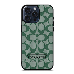 COACH GREEN LOGO PATTERN iPhone 15 Pro Max Case Cover COACH GREEN LOGO PATTERN iPhone 15 Pro Max Case Cover