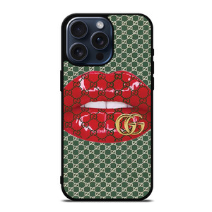 GUCCI LOGO PATTERN LIPS ICON iPhone 15 Pro Max Case Cover GUCCI LOGO PATTERN LIPS ICON iPhone 15 Pro Max Case Cover