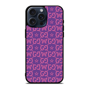 GUCCI LOGO STAR BUTTERFLIES PATTERN iPhone 15 Pro Max Case Cover GUCCI LOGO STAR BUTTERFLIES PATTERN iPhone 15 Pro Max Case Cover