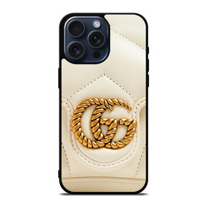 GUCCI LOGO WHITE GOLD iPhone 15 Pro Max Case Cover
