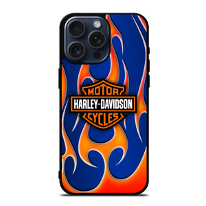 HARLEY DAVIDSON BLUE FLAME LOGO iPhone 15 Pro Max Case Cover HARLEY DAVIDSON BLUE FLAME LOGO iPhone 15 Pro Max Case Cover
