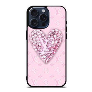 LOUIS VUITTON LOGO PINK HEART DIAMOND iPhone 15 Pro Max Case Cover