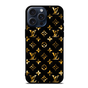 LOUIS VUITTON LV LOGO GOLD BLACK iPhone 15 Pro Max Case Cover LOUIS VUITTON LV LOGO GOLD BLACK iPhone 15 Pro Max Case Cover