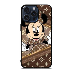 LOUIS VUITTON LV ZIPPER BROWN X MINNIE MOUSE DISNEY iPhone 15 Pro Max Case Cover