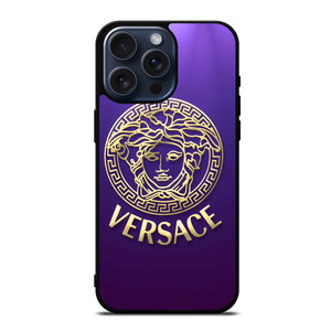 VERSACE SILVER VIOLET LOGO iPhone 15 Pro Max Case Cover VERSACE SILVER VIOLET LOGO iPhone 15 Pro Max Case Cover