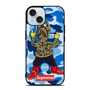 BATHING APE SUPREME SHARK CAMO iPhone 15 Case Cover BATHING APE SUPREME SHARK CAMO iPhone 15 Case Cover