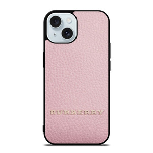 BURBERRY LOGO ON PINK LEATHER iPhone 15 Case Cover BURBERRY LOGO ON PINK LEATHER iPhone 15 Case Cover