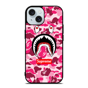 CAMO BATHING APE SUPREME PINK iPhone 15 Case Cover