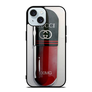 GUCCI LOGO 100 MG DRUGS ICON iPhone 15 Case Cover GUCCI LOGO 100 MG DRUGS ICON iPhone 15 Case Cover