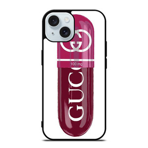 GUCCI LOGO 100 MG PINK DRUG ICON iPhone 15 Case Cover GUCCI LOGO 100 MG PINK DRUG ICON iPhone 15 Case Cover