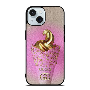 GUCCI LOGO GOLDEN ICE CREAM ICON iPhone 15 Case Cover GUCCI LOGO GOLDEN ICE CREAM ICON iPhone 15 Case Cover