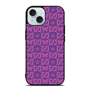 GUCCI LOGO STAR BUTTERFLIES PATTERN iPhone 15 Case Cover GUCCI LOGO STAR BUTTERFLIES PATTERN iPhone 15 Case Cover