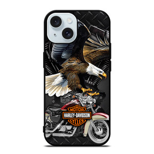 HARLEY DAVIDSON EAGLE METAL LOGO iPhone 15 Case Cover HARLEY DAVIDSON EAGLE METAL LOGO iPhone 15 Case Cover