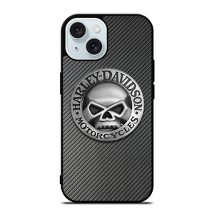 HARLEY DAVIDSON MOTORCYCLES SKULL LOGO CARBON iPhone 15 Case Cover HARLEY DAVIDSON MOTORCYCLES SKULL LOGO CARBON iPhone 15 Case Cover