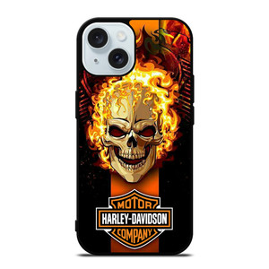 HARLEY DAVIDSON SKULL FIRE iPhone 15 Case Cover HARLEY DAVIDSON SKULL FIRE iPhone 15 Case Cover