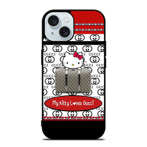 MY KITTY LOVES GUCCI LOGO iPhone 15 Case Cover MY KITTY LOVES GUCCI LOGO iPhone 15 Case Cover