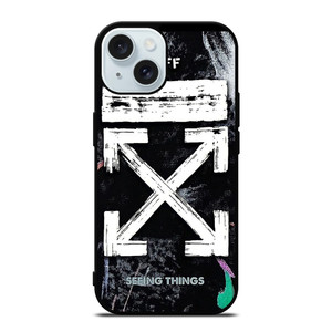 OFF WHITE LOGO SEEING THINGS iPhone 15 Case Cover OFF WHITE LOGO SEEING THINGS iPhone 15 Case Cover