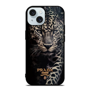 PRADA MILANO LOGO LEOPARD iPhone 15 Case Cover PRADA MILANO LOGO LEOPARD iPhone 15 Case Cover
