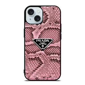 PRADA MILANO LOGO PINK SNAKE TEXTURE iPhone 15 Case Cover PRADA MILANO LOGO PINK SNAKE TEXTURE iPhone 15 Case Cover