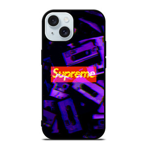SUPREME PURPLE CASSETTE GLITCH iPhone 15 Case Cover SUPREME PURPLE CASSETTE GLITCH iPhone 15 Case Cover