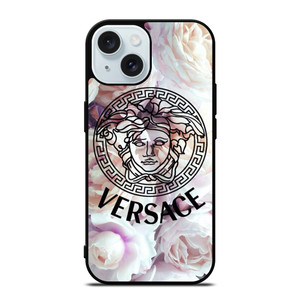 VERSACE LOGO ICON WHITE ROSE iPhone 15 Case Cover