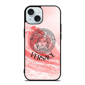 VERSACE LOGO PINK WAVES iPhone 15 Case Cover VERSACE LOGO PINK WAVES iPhone 15 Case Cover