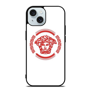 VERSACE LOGO RED EMBROIDERY ICON iPhone 15 Case Cover VERSACE LOGO RED EMBROIDERY ICON iPhone 15 Case Cover