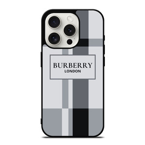 BURBERRY LONDON LOGO GREY iPhone 15 Pro Case Cover BURBERRY LONDON LOGO GREY iPhone 15 Pro Case Cover