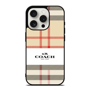 BURBERRY PATTERN X COACH NEW YORK LOGO iPhone 15 Pro Case Cover