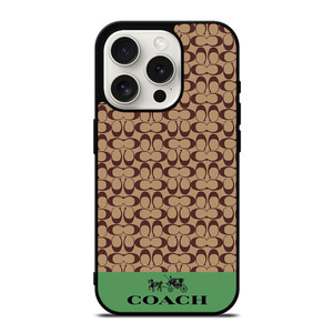 COACH NEW YORK LOGO GREEN BROWN iPhone 15 Pro Case Cover COACH NEW YORK LOGO GREEN BROWN iPhone 15 Pro Case Cover