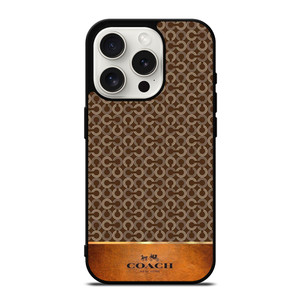 COACH NEW YORK LOGO PATTERN BROWN iPhone 15 Pro Case Cover COACH NEW YORK LOGO PATTERN BROWN iPhone 15 Pro Case Cover