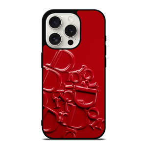 DIOR RED EMBOSS EMBLEM iPhone 15 Pro Case Cover DIOR RED EMBOSS EMBLEM iPhone 15 Pro Case Cover