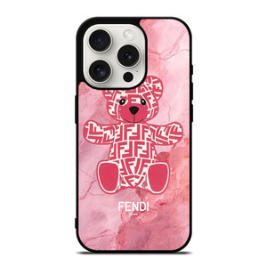 FENDI ROMA LOGO PINK BEAR iPhone 15 Pro Case Cover