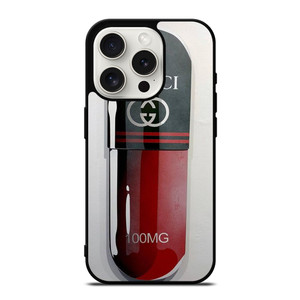 GUCCI LOGO 100 MG DRUGS ICON iPhone 15 Pro Case Cover GUCCI LOGO 100 MG DRUGS ICON iPhone 15 Pro Case Cover