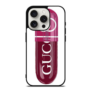 GUCCI LOGO 100 MG PINK DRUG ICON iPhone 15 Pro Case Cover GUCCI LOGO 100 MG PINK DRUG ICON iPhone 15 Pro Case Cover