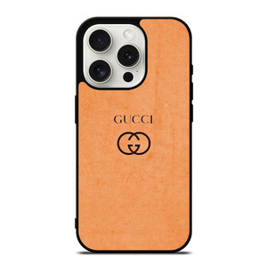 GUCCI LOGO ON ORANGE LEATHER PATTERN iPhone 15 Pro Case Cover GUCCI LOGO ON ORANGE LEATHER PATTERN iPhone 15 Pro Case Cover
