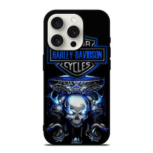 HARLEY DAVIDSON SKULL BLUE iPhone 15 Pro Case Cover HARLEY DAVIDSON SKULL BLUE iPhone 15 Pro Case Cover