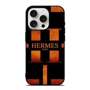 HERMES PARIS LOGO ORANGE LEATHER iPhone 15 Pro Case Cover HERMES PARIS LOGO ORANGE LEATHER iPhone 15 Pro Case Cover