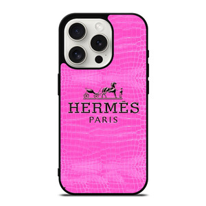 HERMES PARIS LOGO PINK LEATHER iPhone 15 Pro Case Cover HERMES PARIS LOGO PINK LEATHER iPhone 15 Pro Case Cover