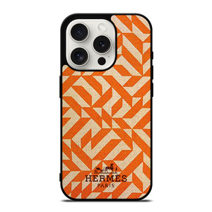 HERMES PARIS PATTERN ORANGE iPhone 15 Pro Case Cover HERMES PARIS PATTERN ORANGE iPhone 15 Pro Case Cover