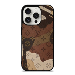 LOUIS VUITTON LV LOGO CAMO LEATHER iPhone 15 Pro Case Cover