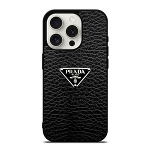 PRADA MILANO BLACK LEATHER iPhone 15 Pro Case Cover