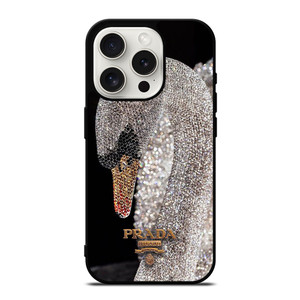 PRADA MILANO LOGO DIAMOND SWAN iPhone 15 Pro Case Cover PRADA MILANO LOGO DIAMOND SWAN iPhone 15 Pro Case Cover