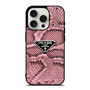 PRADA MILANO LOGO PINK SNAKE TEXTURE iPhone 15 Pro Case Cover PRADA MILANO LOGO PINK SNAKE TEXTURE iPhone 15 Pro Case Cover