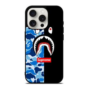 SUPREME BAPE SHARK CAMO BLUE BLACK iPhone 15 Pro Case Cover SUPREME BAPE SHARK CAMO BLUE BLACK iPhone 15 Pro Case Cover