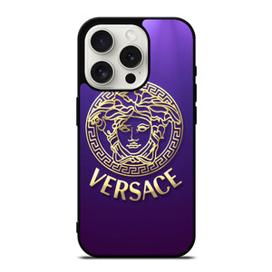 VERSACE SILVER VIOLET LOGO iPhone 15 Pro Case Cover VERSACE SILVER VIOLET LOGO iPhone 15 Pro Case Cover