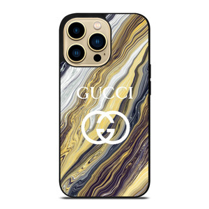 GUCCI LOGO EMBLEM ON GOLDEN MARBLE iPhone 14 Pro Max Case Cover
