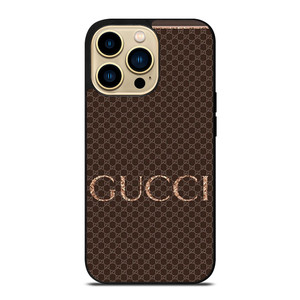 GUCCI LOGO PATTERN BROWN EMBLEM iPhone 14 Pro Max Case Cover